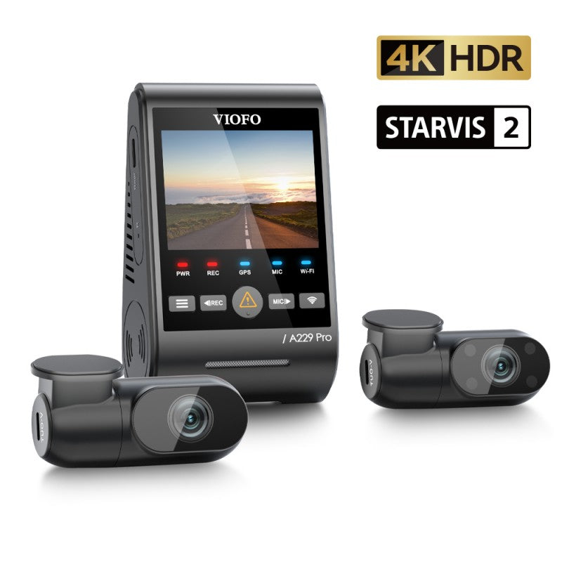 VIOFO A229 Pro 3CH 4K+2K+1080P HDR Dash Cam with Sony STARVIS 2 Sensors