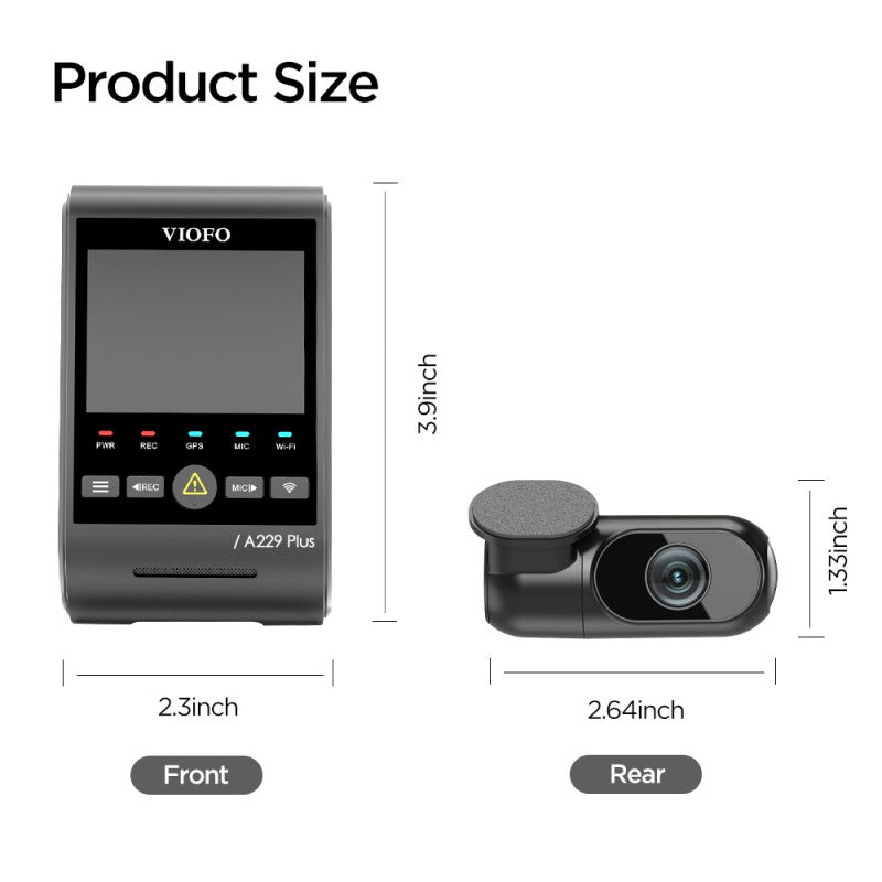 VIOFO A229 Plus 2CH 2K+2K HDR Dash Cam with Sony STARVIS 2 Sensor