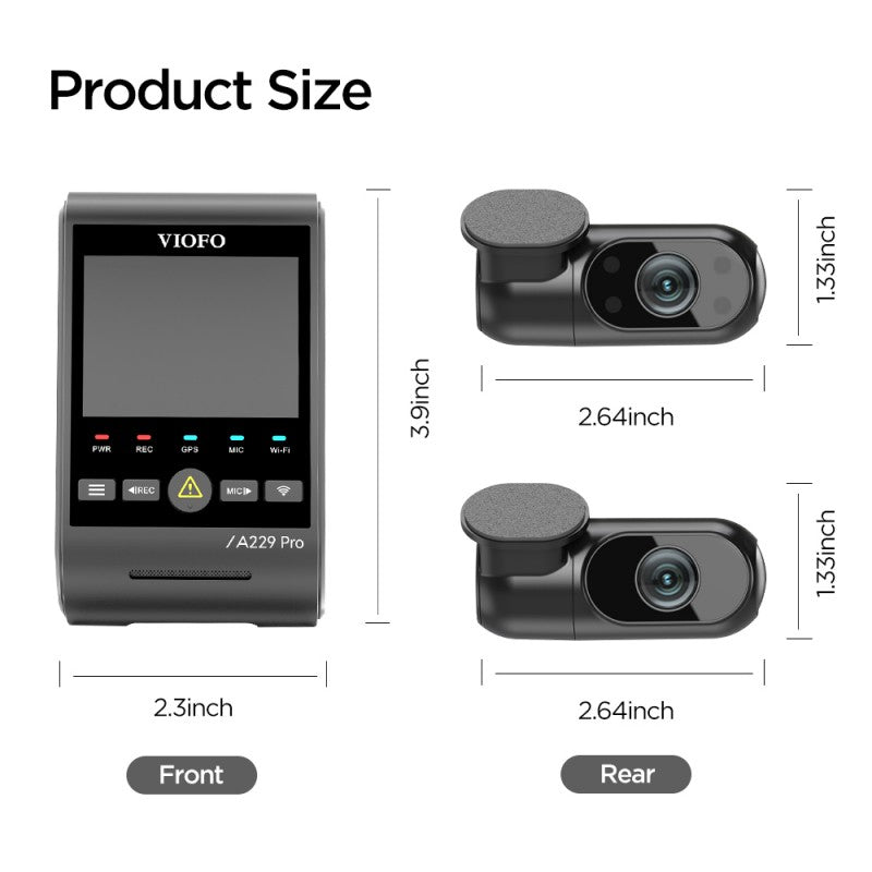 VIOFO A229 Pro 3CH 4K+2K+1080P HDR Dash Cam with Sony STARVIS 2 Sensors