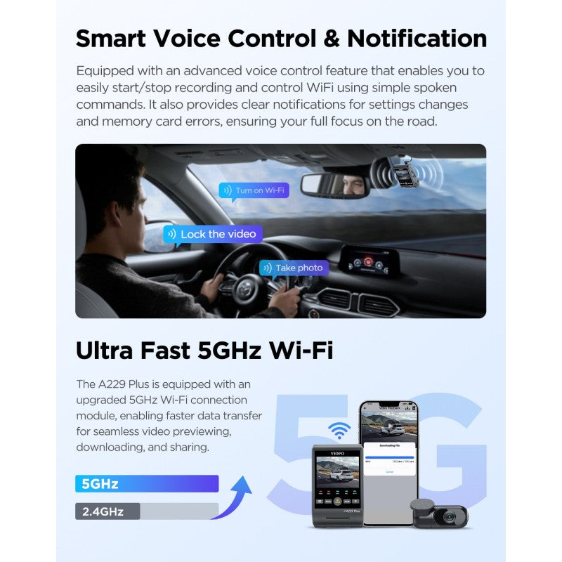VIOFO A229 Plus 2CH 2K+2K HDR Dash Cam with Sony STARVIS 2 Sensor