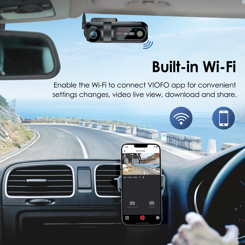 VIOFO T130 3CH 2K+1080P+1080P Dash Cam for Uber Taxi Ridesharing Drivers