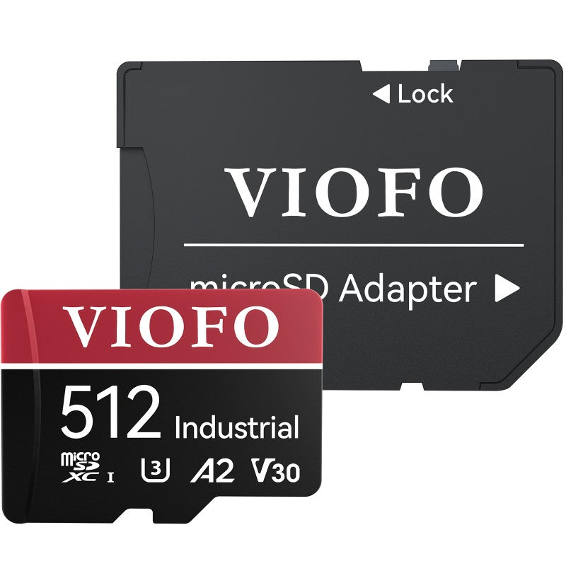 VIOFO 512GB Industrial Grade microSD Card, U3 A2 V30 High Speed Memory Card with Adapter, Support Ultra HD 4K Video Recording